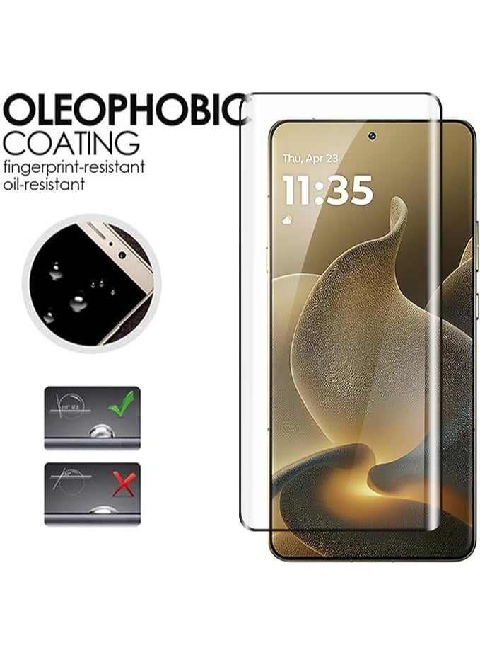 QIRG 2 in 1 for Motorola Signature Screen Protector + Camera Lens Protector Metal, 9H HD Anti-Scratch Case Friendly Tempered Glass Film (Transparent) - Image 4
